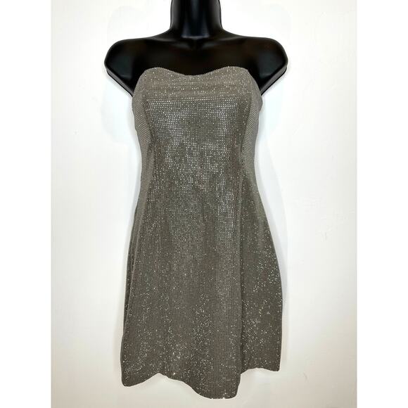 Zara Rhinestone strapless women's party dress taupe brown size Medium. in EUC - Picture 4 of 12